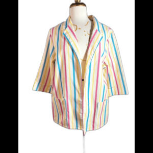 The Season Ticket Blazer Petite M Vintage 80's Maximalist Striped Jacket
